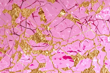 Naklejka premium Marble pink color with subtle gold veins background (Ai generated)