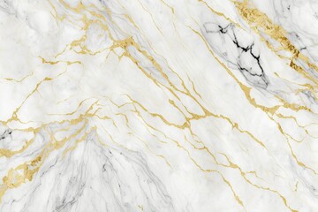 Naklejka na ściany i meble White marble with subtle gold veins background (Ai generated)