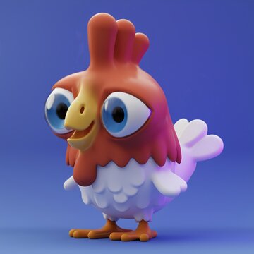 Cute 3D chicken / rooster character design