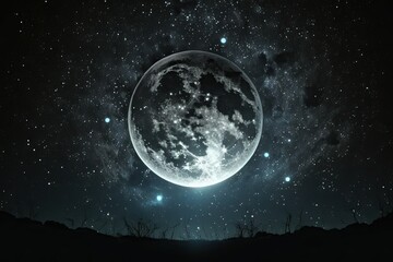 Moon glowing in dark night background (Ai generated)