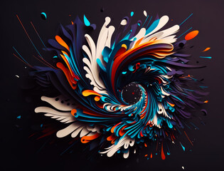 Fototapeta na wymiar Colorful swirls on black background. Generative AI.