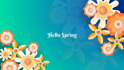 Fototapeta na wymiar Beautiful green spring floral wallpaper paper style.