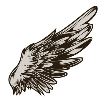Hand-Drawn Wing Vector Illustration in Tattoo Style