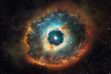 Fototapeta premium Nebula with bright star in galaxy (Ai generated)