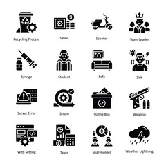 Miscellaneous vector solid icon style illustration. EPS 10 File Set 4