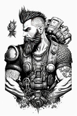 Fototapeta premium A colouring book page: Viking warrior, Norse mythology, Vikings created with Generative AI technology