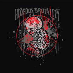 Gothic sign with skull, grunge vintage design t shirts