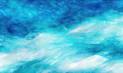  a painting of blue and white waves in the ocean water.  generative ai