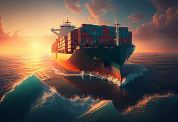 Navio de carga containers cargueiro gest&atilde;o da cadeia de abastecimento IA Generativa