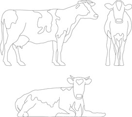 Sketch vector illustration of a wild cow animal in the forest