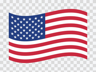 USA flag on transparent background. Vector illustration.