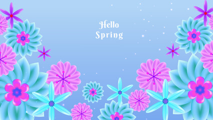 Abstract soft blue nature spring design. Paper style spring background vector