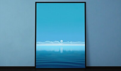  a picture of the ocean with a full moon in the sky.  generative ai