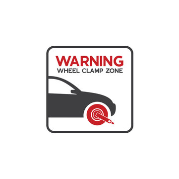 symbol of wheel clamping zone, road sign, vector art.