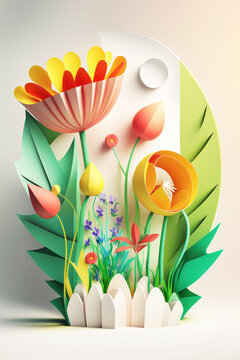 Paper flowers for International Women's Day, Mother’s day, 8 March and Spring is coming background. 