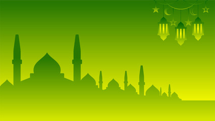 Ramadan background of mosque and lantern for islamic design. Background for desain graphic ramadan greeting in muslim culture and islam religion. Graphic resource of ramadan culture