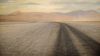 Salar de Uyuni Aerial Sunrise Above Salt Flat Potosi Bolivia, Altiplano Blue Sky Drone Flying Above Plain Playa