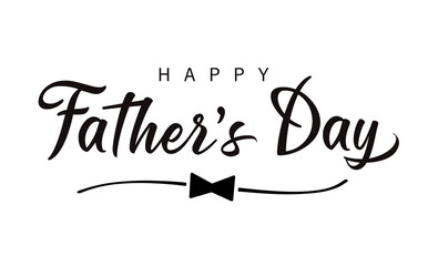 Happy Fathers Day calligraphy with bow tie divider. Poster template with black necktie in divider sketch line and elegant lettering Father's Day. Vector illustration