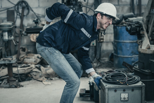 The adult foreman suffered from a back injury while lifting and carrying heavy machinery and keeping a twisted posture. Muscles can get strained, overused through continuous, repetitive movements.