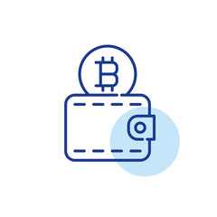 Bitcoin cryptocurrency wallet. Modern blockchain currency. Pixel perfect, editable stroke icon