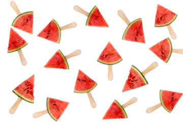 Photo of watermelon popsicles isolated on transparent background. Summer fruit slices pattern, png file