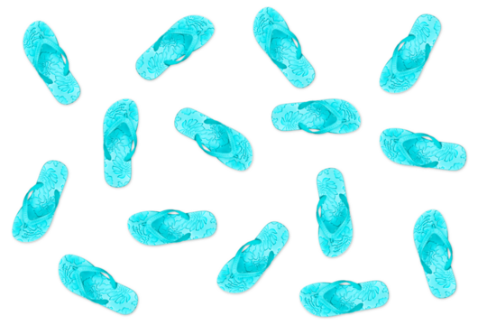 Blue flip flops pattern isolated on transparent background, summer concept