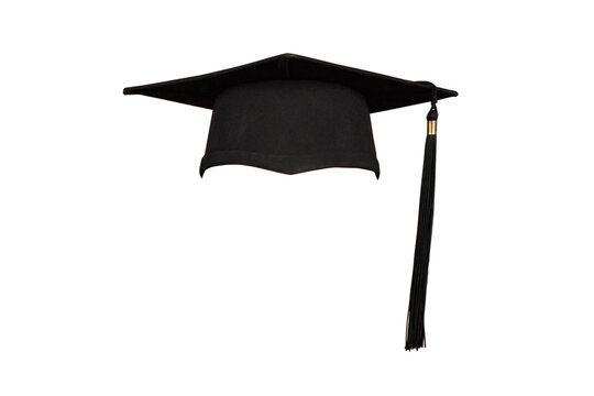 Photo of a black college graduation cap isolated on transparent background