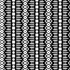 Vector geometric ornament in ethnic style. Seamless pattern with  abstract shapes. Black and white geometric  wallpaper. Repeating pattern for decor, textile and fabric.Abstraction art.