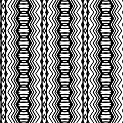 Vector geometric ornament in ethnic style. Seamless pattern with  abstract shapes. Black and white geometric  wallpaper. Repeating pattern for decor, textile and fabric.Abstraction art.