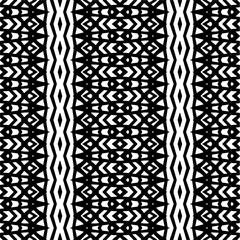 Vector geometric ornament in ethnic style. Seamless pattern with  abstract shapes. Black and white geometric  wallpaper. Repeating pattern for decor, textile and fabric.Abstraction art.