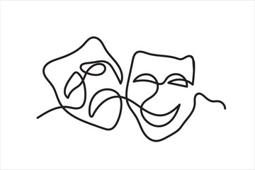 Theatre mask line vector illustration