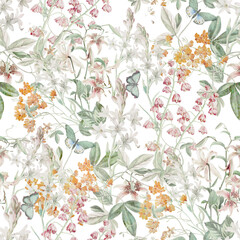 Subtle Spring Wall. Decorative seamless pattern. Repeating background. Tileable wallpaper print.