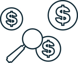 Search For Money line icon. Colored element sign from finance management collection. Outline Search For Money icon sign for web design, infographics and more.