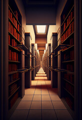 Obraz premium Antique library with many historical books. AI generated