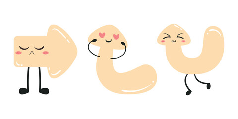 Arrows Cartoon with funny emotions vector cartoon characters Illustration isolated on a white background.