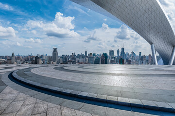 Shanghai skyline and modern architecture with city square