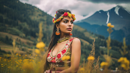 Stunning Indian Girl of Manali, Generative AI.