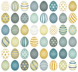 Set Ostereier Senfgelb Petrol Grau Mit Gold Glitzer