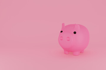 Piggy bank on pink background. Financial planning for the future. Keep and accumulate cash savings. Banking, finance, economy, investment. 3D rendering