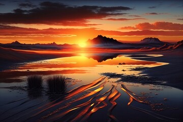 Sunsets and sunrises beautiful landscape. AI Generated.