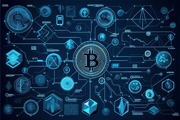 Blockchain and cryptocurrencies. AI Generated.