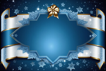 Background with stars and ribbon. Merry Christmas, winter holiday, happy new year, advertisement, invitation, or birthday card concept with text space made with Generative AI 