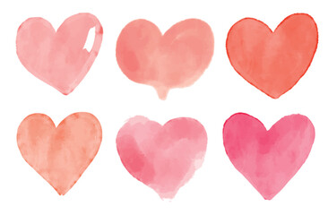 Beautiful hand painted isolated watercolor hearts vector illustration