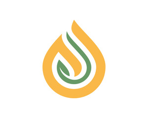 Fire flame and green leaf combination logo
