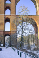 The Göltzsch Viaduct, the largest brick bridge in the world, near Reichenbach, Saxony, Germany, Europe, is a Historic Engineering Landmark in Germany and a UNESCO World Heritage Site.