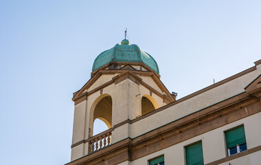 Facade of the Sanctuary of Santa Gemma. Roman Catholic church-sanctuary devoted to the local saint Gemma Galgani located on Via di Tiglio outside the walls of Lucca, region of Tuscany, Italy.