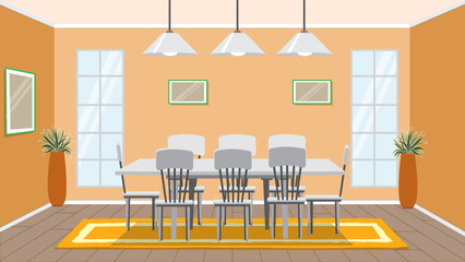 Dinning room with chairs and table - obrazy, fototapety, plakaty