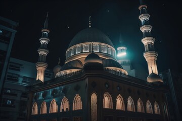 Mosque, Islamic background, generative ai