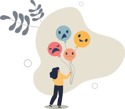 Emotional Control And Self Regulation, Stressed Management Or Mental Health Awareness, Feeling And Expression Concept.flat Vector Illustration.