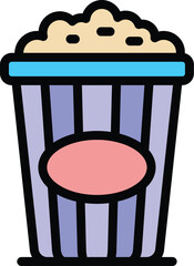 Popcorn glass icon. Outline popcorn glass vector icon for web design isolated on white background color flat